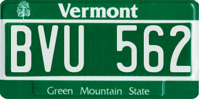 VT license plate BVU562