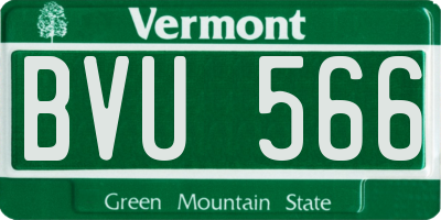 VT license plate BVU566