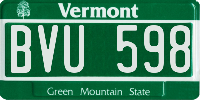 VT license plate BVU598