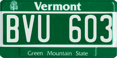 VT license plate BVU603