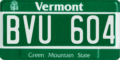 VT license plate BVU604