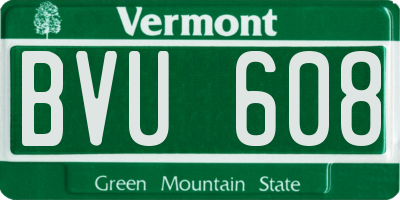 VT license plate BVU608