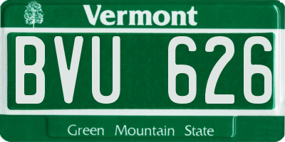 VT license plate BVU626