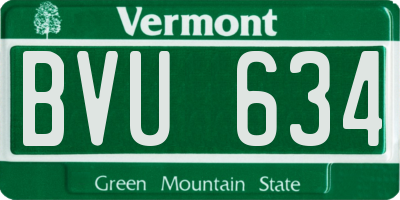 VT license plate BVU634