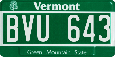 VT license plate BVU643