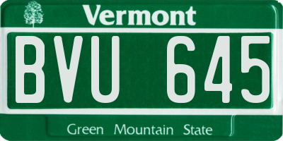 VT license plate BVU645