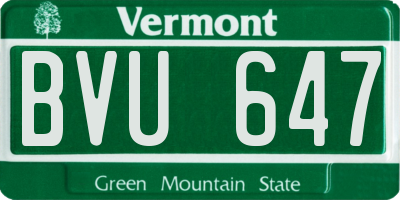 VT license plate BVU647