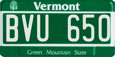 VT license plate BVU650