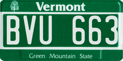 VT license plate BVU663