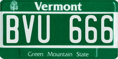 VT license plate BVU666