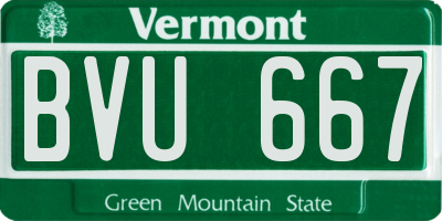 VT license plate BVU667
