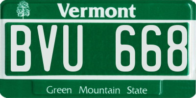 VT license plate BVU668