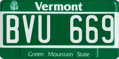 VT license plate BVU669