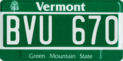 VT license plate BVU670