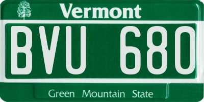 VT license plate BVU680