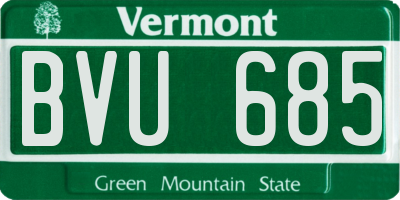 VT license plate BVU685