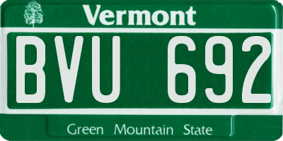 VT license plate BVU692