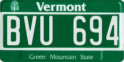 VT license plate BVU694