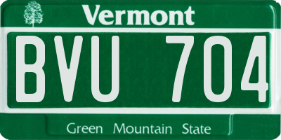 VT license plate BVU704