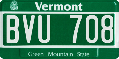 VT license plate BVU708