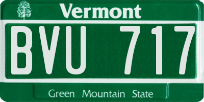 VT license plate BVU717