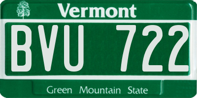 VT license plate BVU722