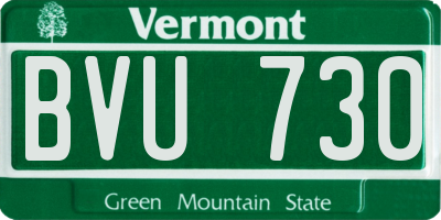 VT license plate BVU730