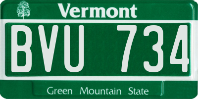 VT license plate BVU734