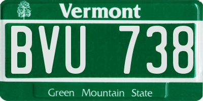 VT license plate BVU738