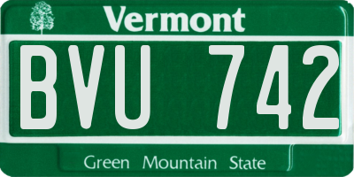 VT license plate BVU742
