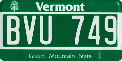 VT license plate BVU749