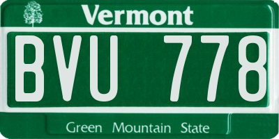 VT license plate BVU778