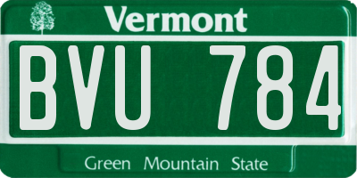 VT license plate BVU784