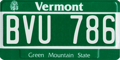 VT license plate BVU786