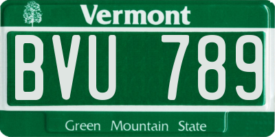 VT license plate BVU789