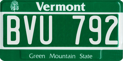 VT license plate BVU792