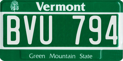 VT license plate BVU794