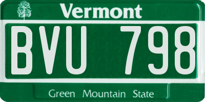 VT license plate BVU798