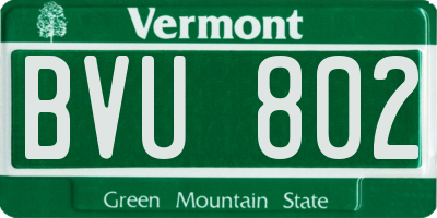 VT license plate BVU802