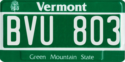 VT license plate BVU803