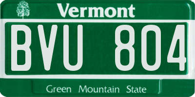 VT license plate BVU804