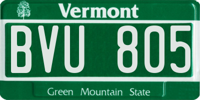 VT license plate BVU805