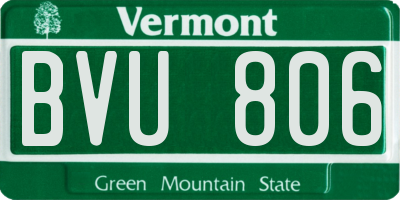 VT license plate BVU806