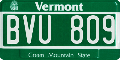 VT license plate BVU809