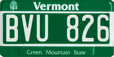 VT license plate BVU826