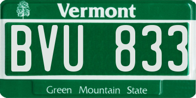 VT license plate BVU833