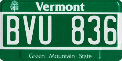 VT license plate BVU836
