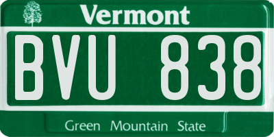 VT license plate BVU838