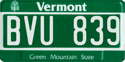 VT license plate BVU839