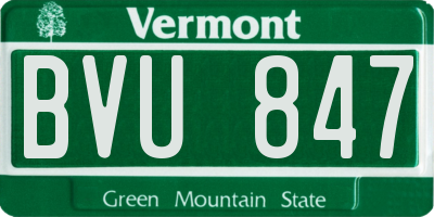 VT license plate BVU847